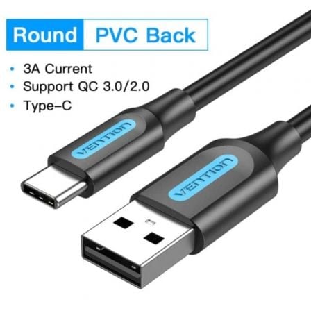 Cabo USB 2.0 Tipo-C Vention COKBF/ USB Macho - USB Tipo-C Macho/ Até 60W/ 480Mbps/ 1m/ Cinzento - Imagem 2