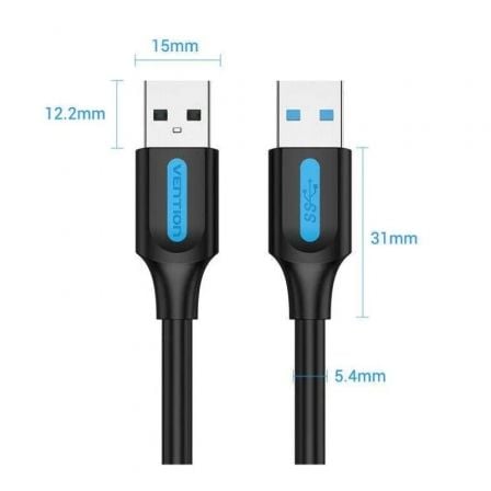 Cabo USB 3.0 Vention CONBF/ USB Macho - USB Macho/ 5Gbps/ 1m/ Preto - Imagem 2