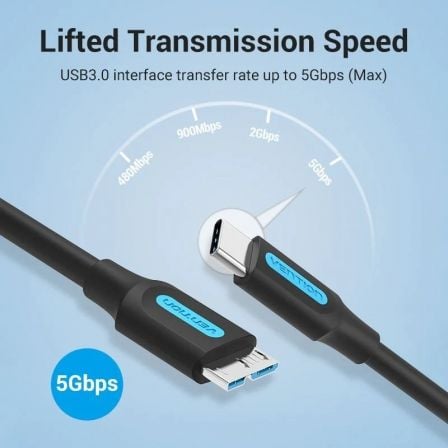 Cabo USB 3.0 Vention CQABD/ microUSB Macho - USB Tipo-C Macho/ 5Gbps/ 50cm/ Preto - Imagem 4