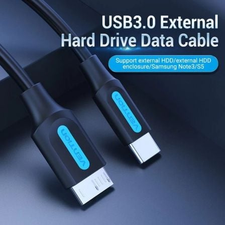 Cabo USB 3.0 Vention CQABD/ microUSB Macho - USB Tipo-C Macho/ 5Gbps/ 50cm/ Preto - Imagem 2