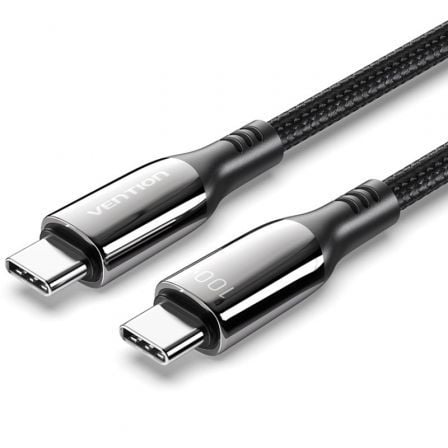 Cabo USB 2.0 Tipo-C 5A 100W Vention CTKBAV/ USB Tipo-C Macho - USB Tipo-C Macho/ Até 100W/ 480Mbps/ 1.2m/ Preto