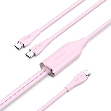 Cabo USB Tipo-C Vention CTMPG/ USB Tipo-C Macho - 2 x USB Tipo-C Macho/ Até 100W/ 480Mbps/ 1.5m/ Rosa