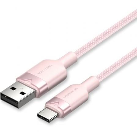 Cabo USB Vention CTNPF Tipo-C para USB-A 2.0 60W 480Mbps 1m Trançado Rosa