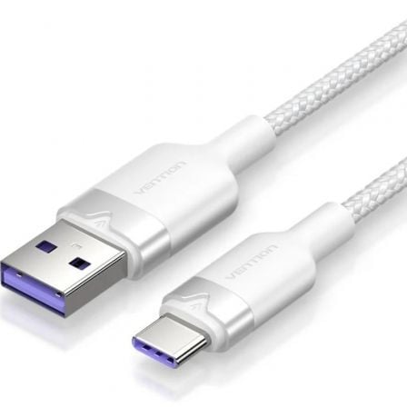 Cabo USB 2.0 Tipo-C Vention CTOWF/ USB Tipo-C Macho - USB MachO/ Até 100W/ 480Mbps/ 1m/ Branco
