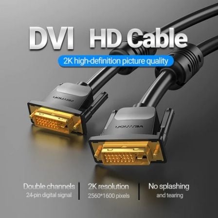 Cabo DVI Vention EAABG/ DVI-D Macho - DVI-D Macho/ 1.5m/ Preto - Imagem 2