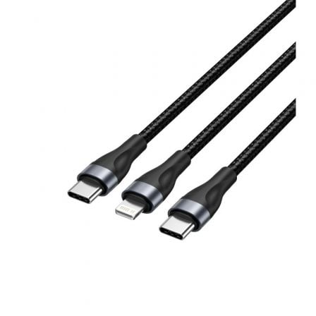 Cabo USB Tipo-C Vention H17BAV/ USB Tipo-C Macho - Lightning Macho/ USB Tipo-C Macho/ 60W/ 480Mbps/ 1.2m/ Preto