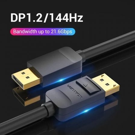 Cabo DisplayPort 1.2 4K Vention HACBF / DisplayPort Macho - DisplayPort Macho / 1m / Preto - Imagem 3