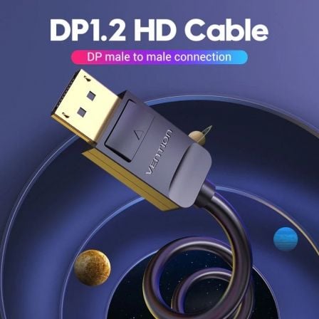 Cabo Displayport 1.2 4K Vention HACBJ/ Displayport Macho - Displayport Macho/ 5m/ Preto - Imagem 2
