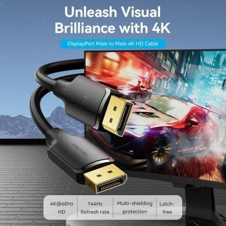 Cabo DisplayPort 1.2 4K Vention HAKBL/ DisplayPort Macho - DisplayPort Macho/ 10m/ Preto - Imagem 2