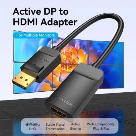 Cabo Conversor Vention HBZBB/ DisplayPort Macho - HDMI 4K Fêmea/ 15cm/ Preto - Imagem 2