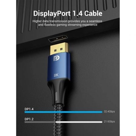 Cabo Vention HCELF/ DisplayPort Macho - DisplayPort 8K Macho/ 1m/ Azul - Imagem 3