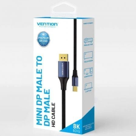 Cabo Conversor DisplayPort 1.4 8K Vention HCFLH/ DisplayPort Macho - Mini DisplayPort Macho/ 2m/ Preto e Azul - Imagem 5