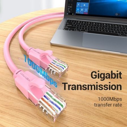 Cabo de Rede RJ45 UTP Vention IBEPH Cat.6/ 2m/ Rosa - Imagem 2