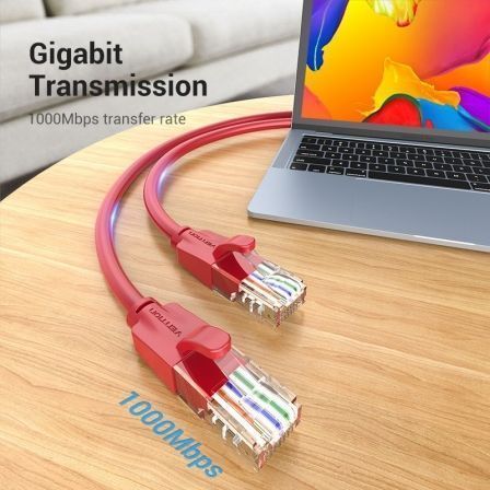 Cabo de Rede Vention IBERH RJ45 UTP Cat.6 2m Vermelho - Imagem 2