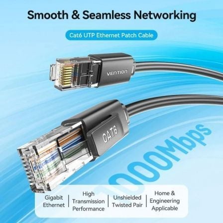 Cabo de Rede RJ45 UTP Vention IBRBF Cat.6/ 1m/ Preto - Imagem 2