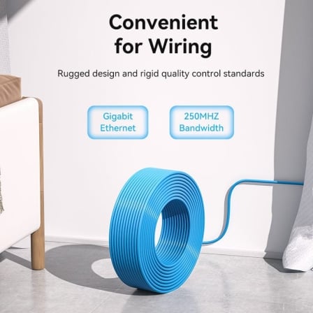Cabo de Rede Vention IHGL305 Bobina Cat.6 UTP Exterior 23AWG 305m Azul 1000 Mbps - Imagem 3