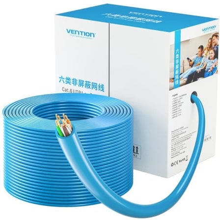 Cabo de Rede Vention IHGL305 Bobina Cat.6 UTP Exterior 23AWG 305m Azul 1000 Mbps