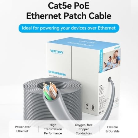 Bobina de Cabo de Rede Vention IJCH305 Cat5e UTP 305m 25AWG Cinzento - Imagem 2
