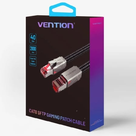 Cabo de Rede RJ45 Vention IKMHH Cat.8 SFTP 40Gbps 2000MHz 26AWG 2m Cinzento - Imagem 2