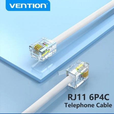Cabo de Telefone RJ11 6P4C Vention IQBWI/ 3m/ Branco - Imagem 2