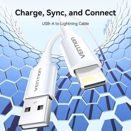 Cabo USB 2.0 Lightning Vention LAIWF/ USB Macho - Lightning Macho/ 480Mbps/ 1m/ Branco - Imagem 2