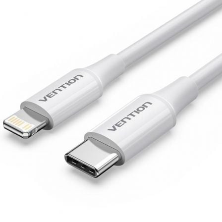 Cabo USB 2.0 Tipo-C Lightning Vention LAJWF/ USB Tipo-C Macho - Lightning Macho/ Até 27W/ 480Mbps/ 1m/ Branco