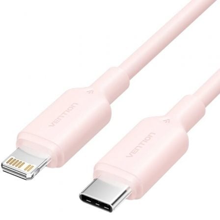 Cabo USB 2.0 Tipo-C Lightning Vention LAKPF/ USB Tipo-C Macho - Lightning Macho/ Até 27W/ 480Mbps/ 1m/ Rosa