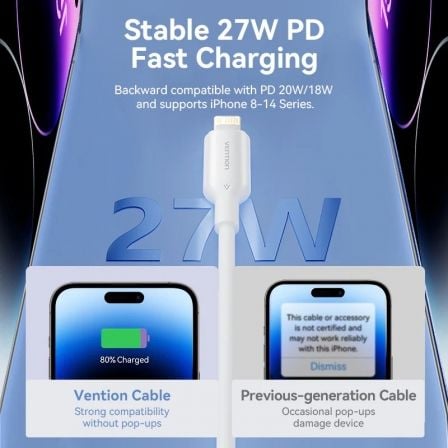 Cabo Vention LAKSH USB-C para Lightning 27W 3A 2m Azul - Imagem 4