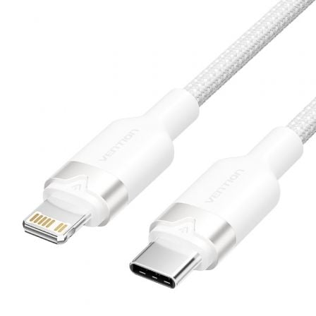 Cabo USB Tipo-C Lightning Vention LALWF/ USB Tipo-C Macho - Lightning Macho/ 27W/ 480Mbps/ 1m/ Branco