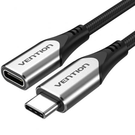 Cabo Extensor USB 3.1 Tipo-C Vention TABHF/ USB Tipo-C Macho - USB Tipo-C Fêmea/ Até 60W/ 5Gbps/ 1m/ Cinzento