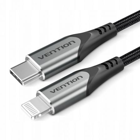 Cabo USB 2.0 Tipo-C Lightning Vention TACHF/ USB Tipo-C Macho - Lightning Macho/ Até 27W/ 480Mbps/ 1m/ Cinzento