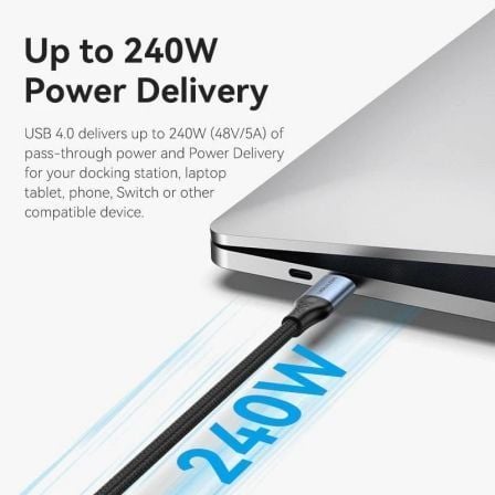 Cabo USB 4.0 Tipo-C 5A Vention TAVHF/ USB Tipo-C Macho - USB Tipo-C Macho/ Até 240W/ 40Gbps/ 1m/ Cinzento - Imagem 5