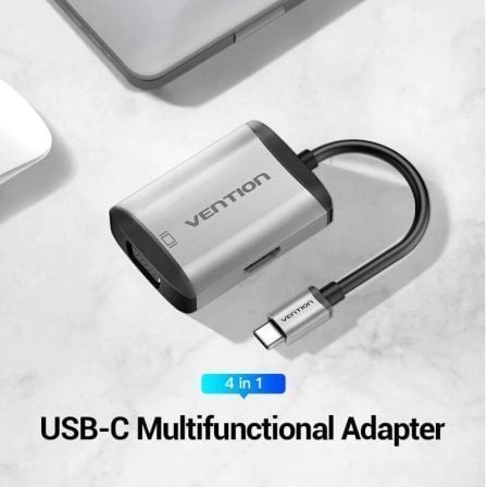 Conversor Vention TFAHB/ 1xUSB/ 1xHDMI/ 1xVGA/ 1xUSB Tipo-C PD/ 15cm/ Cinzento - Imagem 3