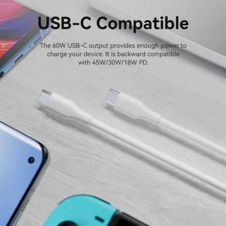 Cabo USB 2.0 Tipo-C 3A Vention TRCWH/ USB Tipo-C Macho - USB Tipo-C Macho/ Até 60W/ 480Mbps/ 2m/ Branco - Imagem 2