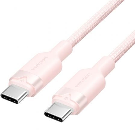 Cabo USB 2.0 Tipo-C 3A Vention TRDPF/ USB Tipo-C Macho - USB Tipo-C Macho/ Até 60W/ 480Mbps/ 1m/ Rosa