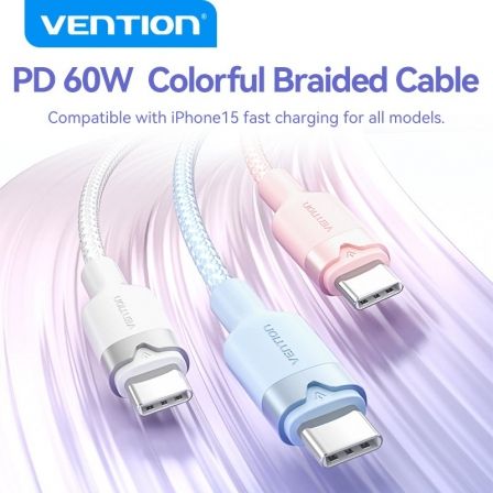 Cabo USB 2.0 Tipo-C 3A Vention TRDWH/ USB Tipo-C Macho - USB Tipo-C Macho/ Até 60W/ 480Mbps/ 2m/ Branco - Imagem 3