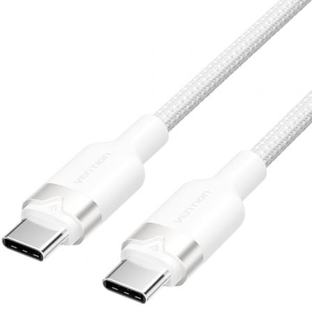 Cabo USB 2.0 Tipo-C 3A Vention TRDWH/ USB Tipo-C Macho - USB Tipo-C Macho/ Até 60W/ 480Mbps/ 2m/ Branco