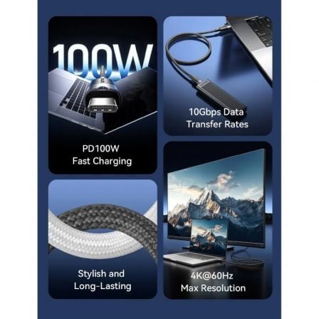 Cabo USB 3.2 Tipo-C 5A Vention TRGBH/ USB Tipo-C Macho - USB Tipo-C Macho/ Até 100W/ 10Gbps/ 2m/ Preto - Imagem 2