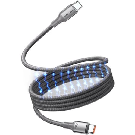 Cabo Magnético Vention USB-C para USB-C 240W 5A 480Mbps 1m Titânio