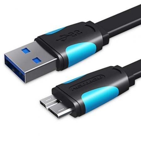 Cabo USB 3.0 Vention VAS-A12-B050/ MicroUSB Macho - USB Macho/ 10W/ 5Gbps/ 50cm/ Azul e Preto