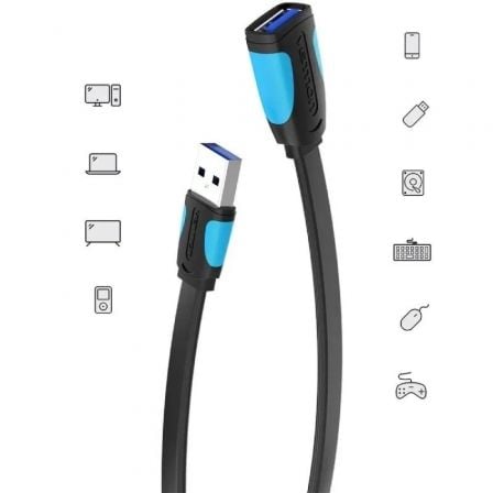 Cabo Extensor USB 3.0 Vention VAS-A13-B200/ USB Macho - USB Fêmea/ 5Gbps/ 2m/ Preto e Azul - Imagem 2