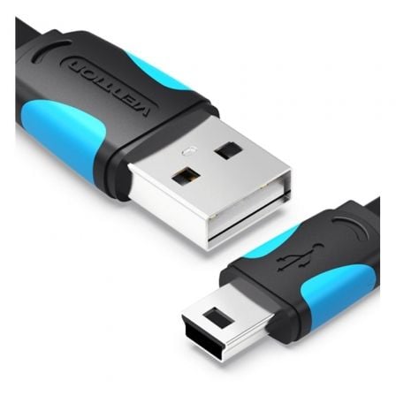 Cabo USB 2.0 Vention VAS-A14-B100/ Mini USB Macho - USB Macho/ Até 10W/ 480Mbps/ 1m/ Azul e Preto - Imagem 2