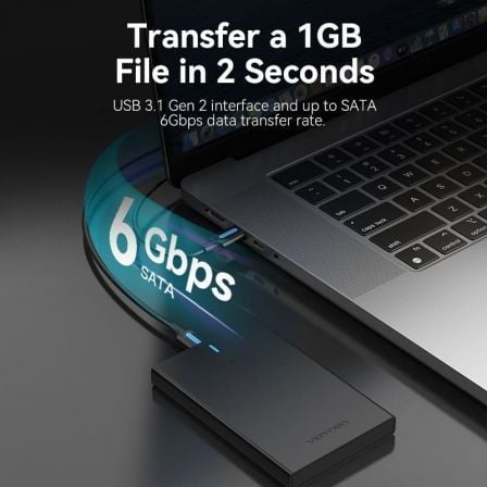 Câmara Externa para Disco Rígido de 2.5" Vention KPBB0/ USB 3.1/ Sem parafusos - Imagem 3