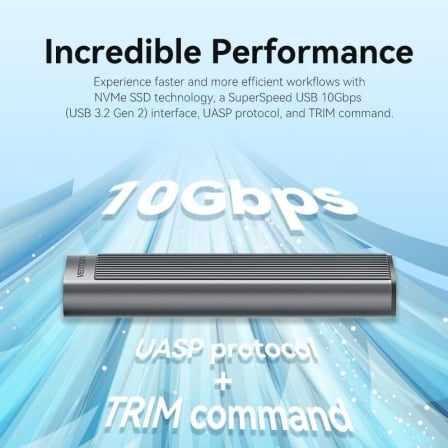 Caixa Externa para Disco SSD M.2 NVMe Vention KPKH0/ USB Tipo-C 3.1/ Sem parafusos - Imagem 4