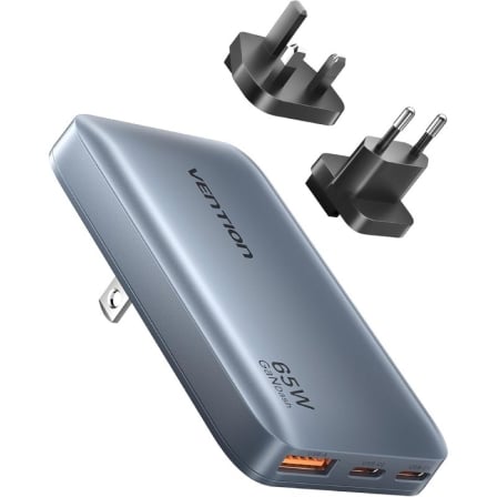 Carregador de Parede Universal GaN para Viagem Vention FCBH0/ 2xUSB Tipo-C/ 1x USB/ 65W