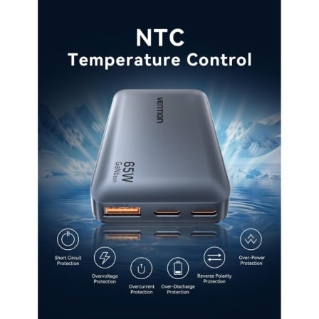 Carregador de Parede Universal GaN para Viagem Vention FCBH0/ 2xUSB Tipo-C/ 1x USB/ 65W - Imagem 3