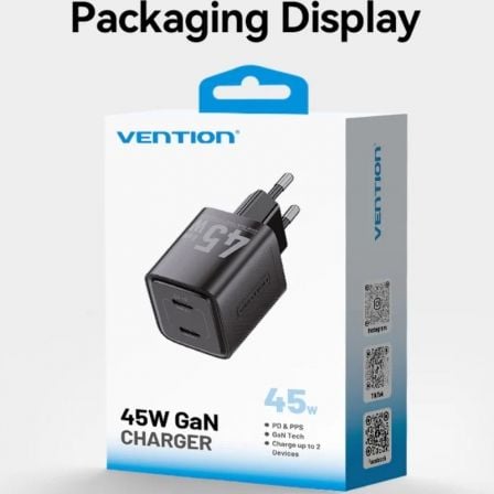 Carregador de Parede GaN Vention FEFW0-EU/ 2xUSB Tipo-C/ 45W - Imagem 5