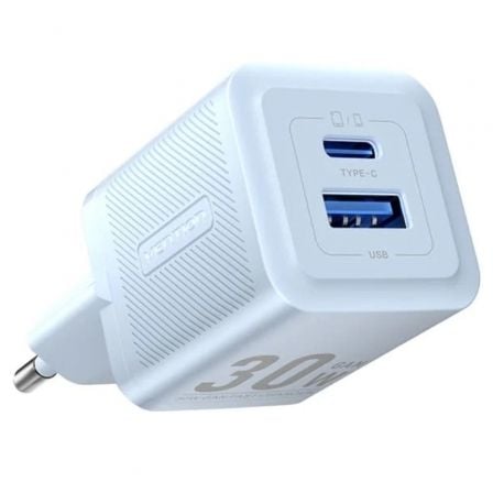 Carregador de Parede GaN Vention FEQL0-EU/ 1xUSB Tipo-C/ 1xUSB/ 30W