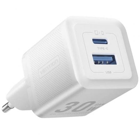 Carregador de Parede GaN Vention FEQW0-EU/ 1xUSB Tipo-C/ 1xUSB/ 30W
