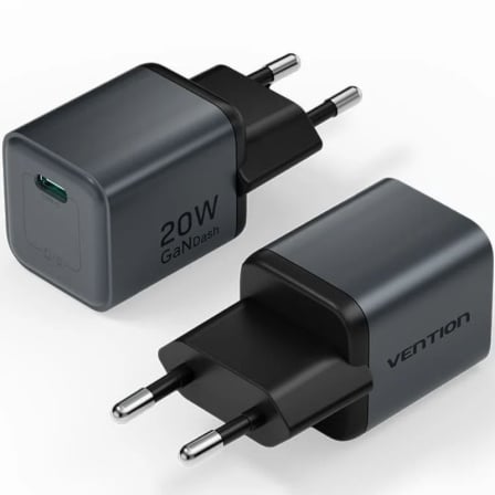 Carregador de Parede GaN Vention FEVH0-EU 20W 1x USB-C Cinzento Antracite